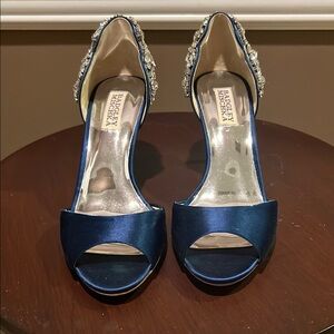 Badgley Mischka Blue Rhinestone Embellished Heels